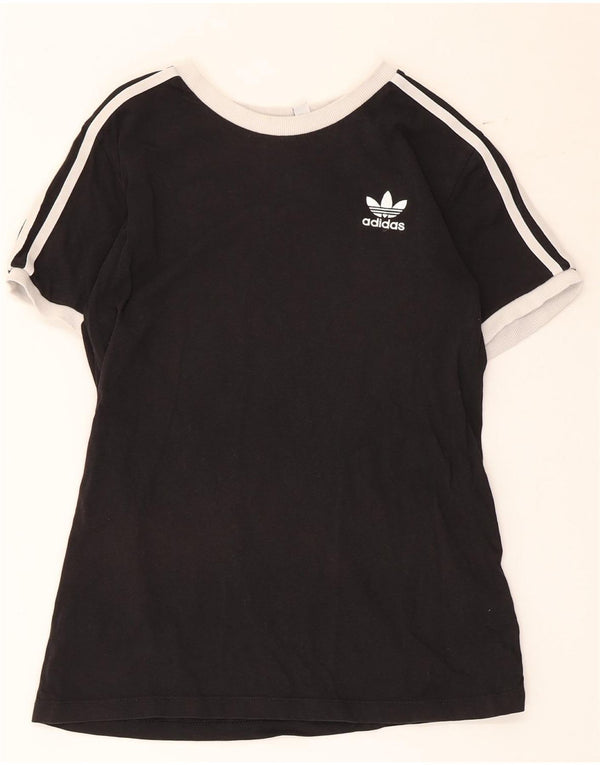 Adidas T-Shirt Femme Top UK 12 Coton Colorblock Noir Moyen