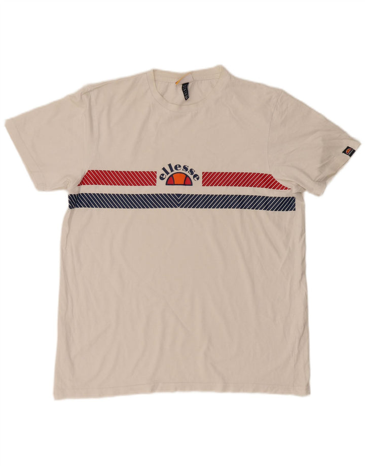 ELLESSE T-Shirt Homme Haut Large Blanc Colourblock