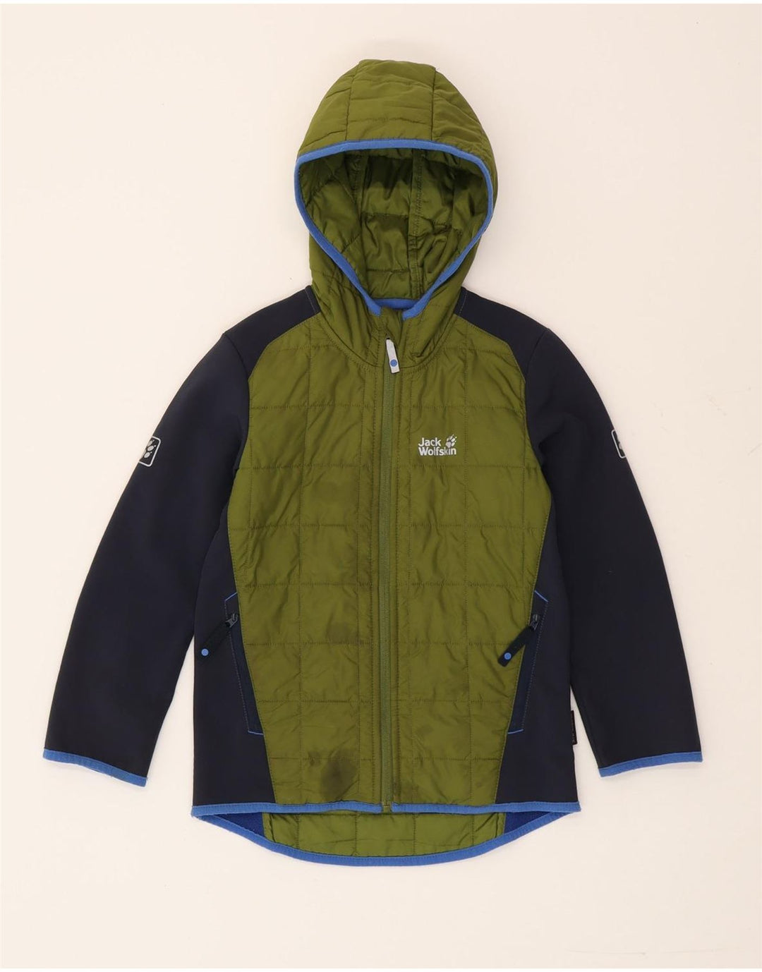 Jack Wolfskin Veste matelassée à capuche pour garçon 7-8 ans Vert Colourblock