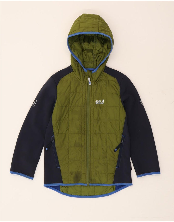 Jack Wolfskin Veste matelassée à capuche pour garçon 7-8 ans Vert Colourblock
