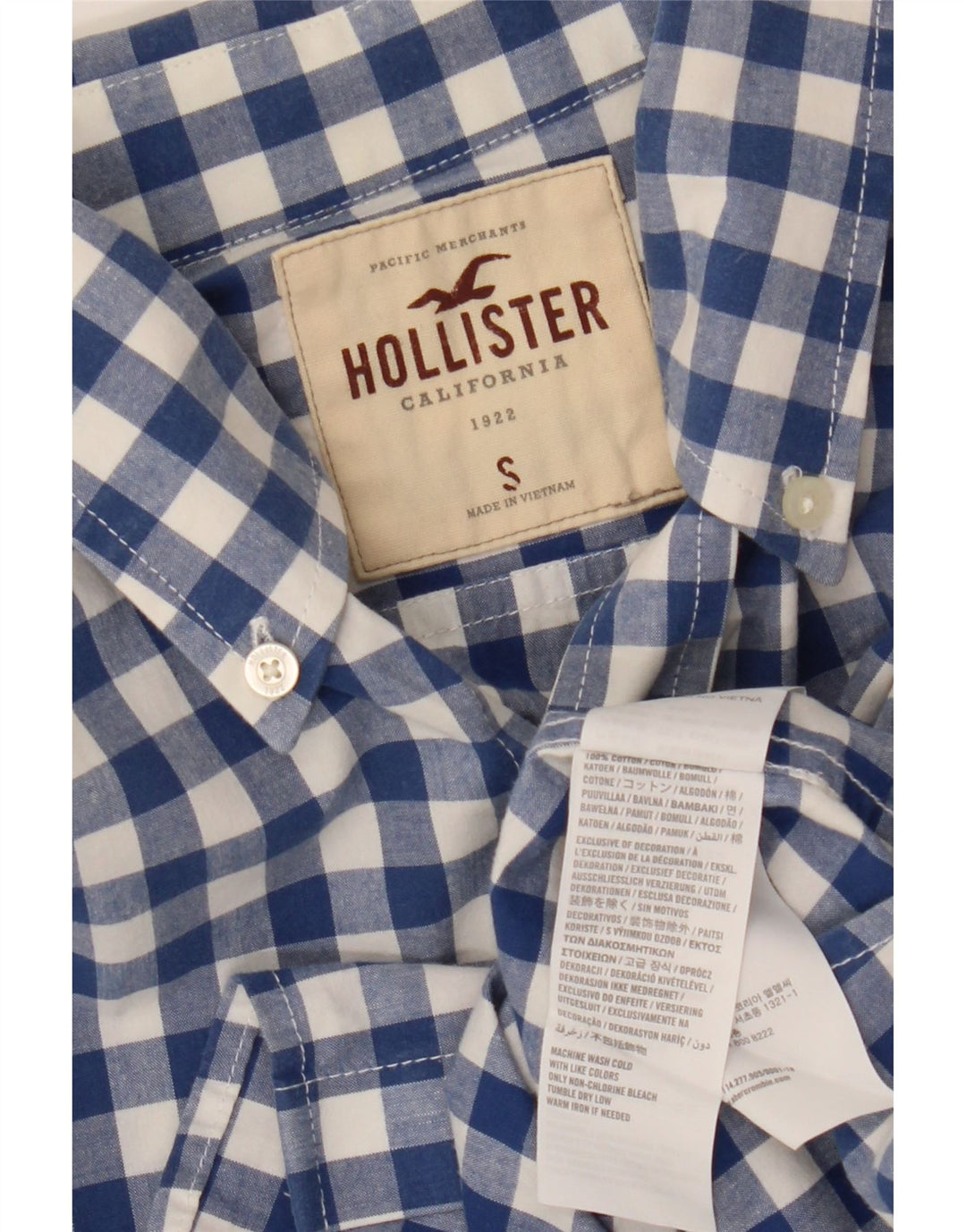 HOLLISTER Chemise Homme Small Bleu Marine Vichy Coton