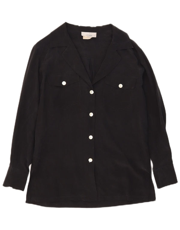 Spazio Chemisier surdimensionné pour femme UK 10 Petite soie noire