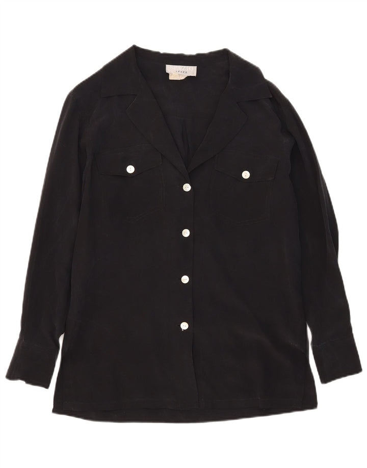 Spazio Chemisier surdimensionné pour femme UK 10 Petite soie noire