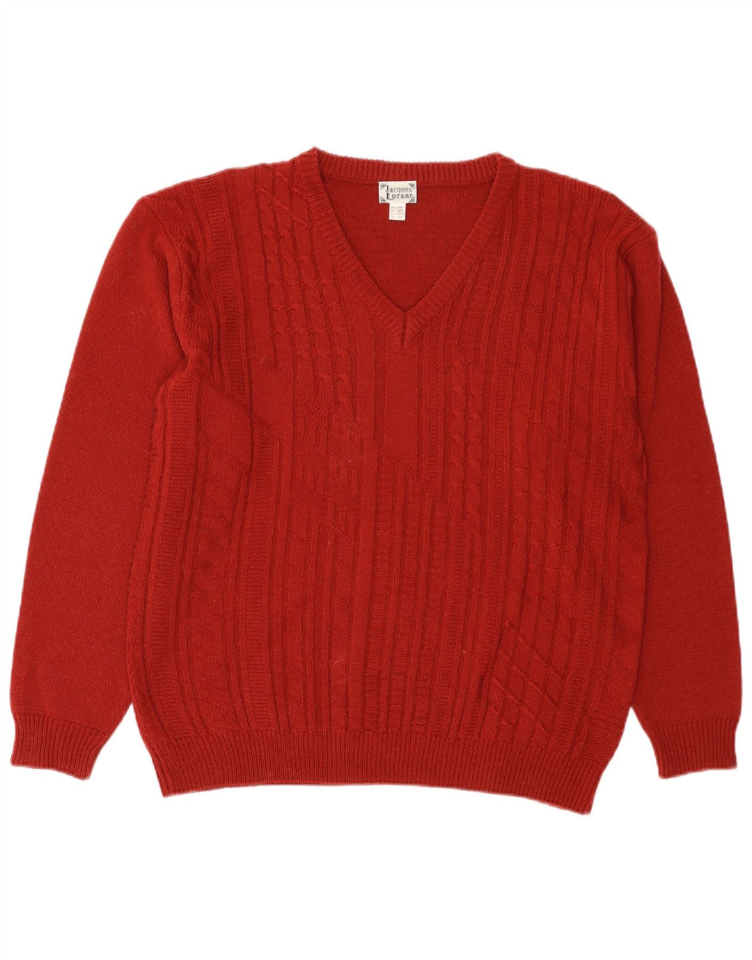 Jacques Lorant Pull col V pour homme UK 38/40 Rouge moyen Polyacrylique