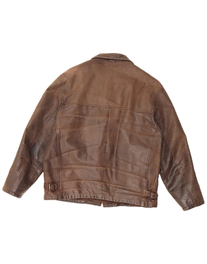 VINTAGE Veste en cuir homme UK 36 Petit cuir marron