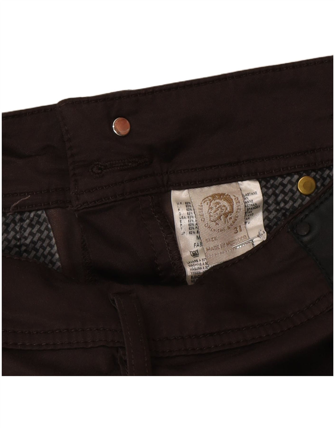 Pantalon décontracté slim femme Diesel W31 L34 coton marron