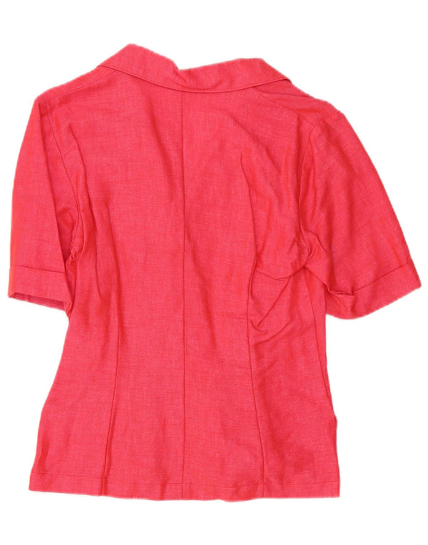 vintage Femmes Manches Courtes Double Breasted Cardigan Top UK 10 Petit Rose