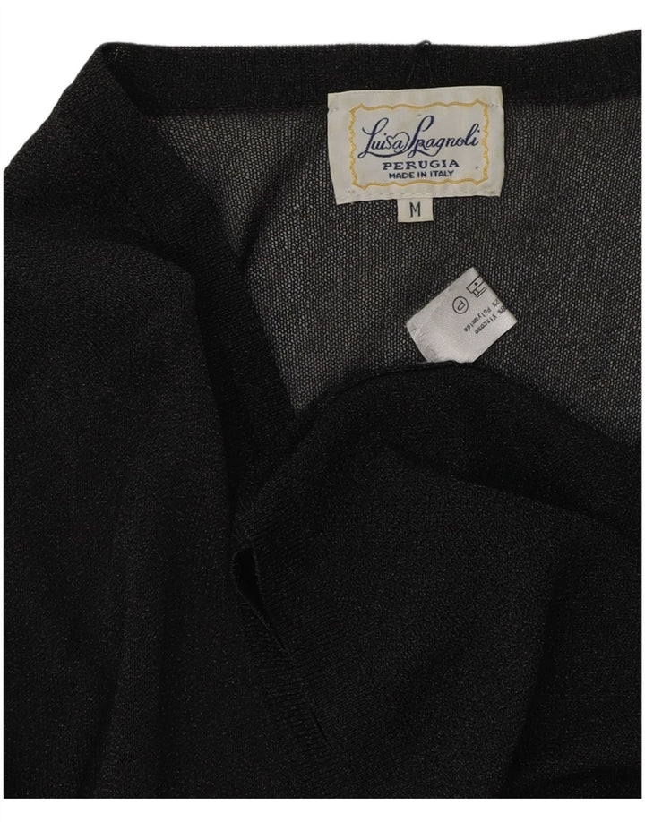 Luisa Spagnoli Haut cardigan transparent pour femme UK 14 Viscose noir moyen