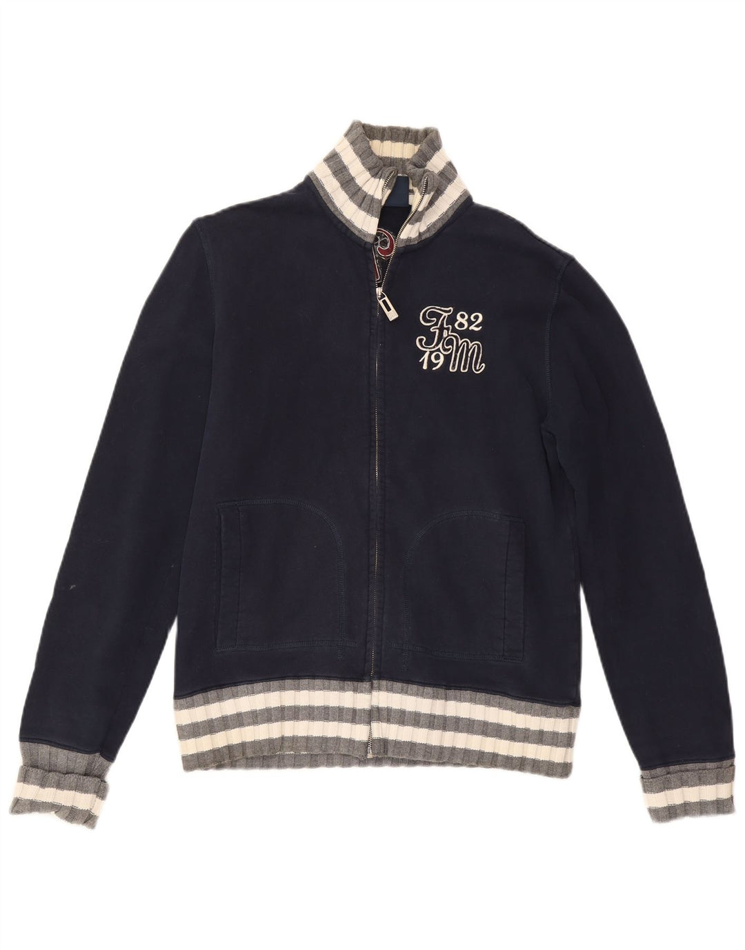 Fred Mello Pull Cardigan Graphique Homme Bleu Marine Moyen Colourblock