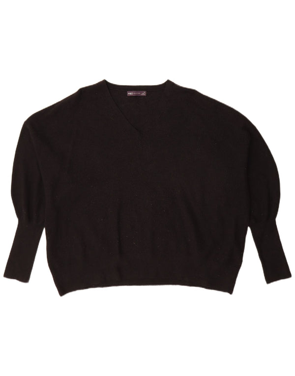 Marks & Spencer Pull surdimensionné à col en V pour femme UK 18 XL Noir