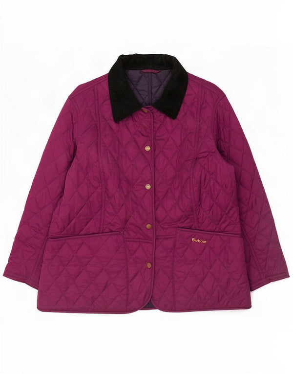 Barbour Veste matelassée pour femme UK 16 Large Violet Colourblock Polyamide