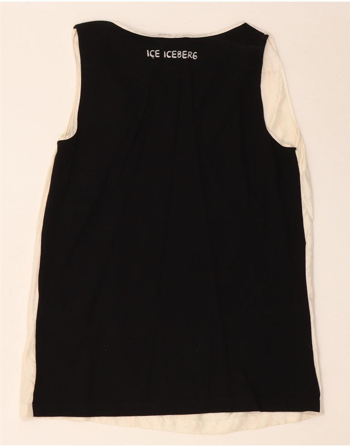 ICEBERG Chemisier graphique pour femme UK 8 Small Off White Colourblock