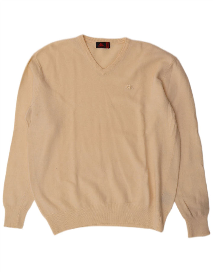 Kappa Pull Col V Homme XL Off White Lambswool