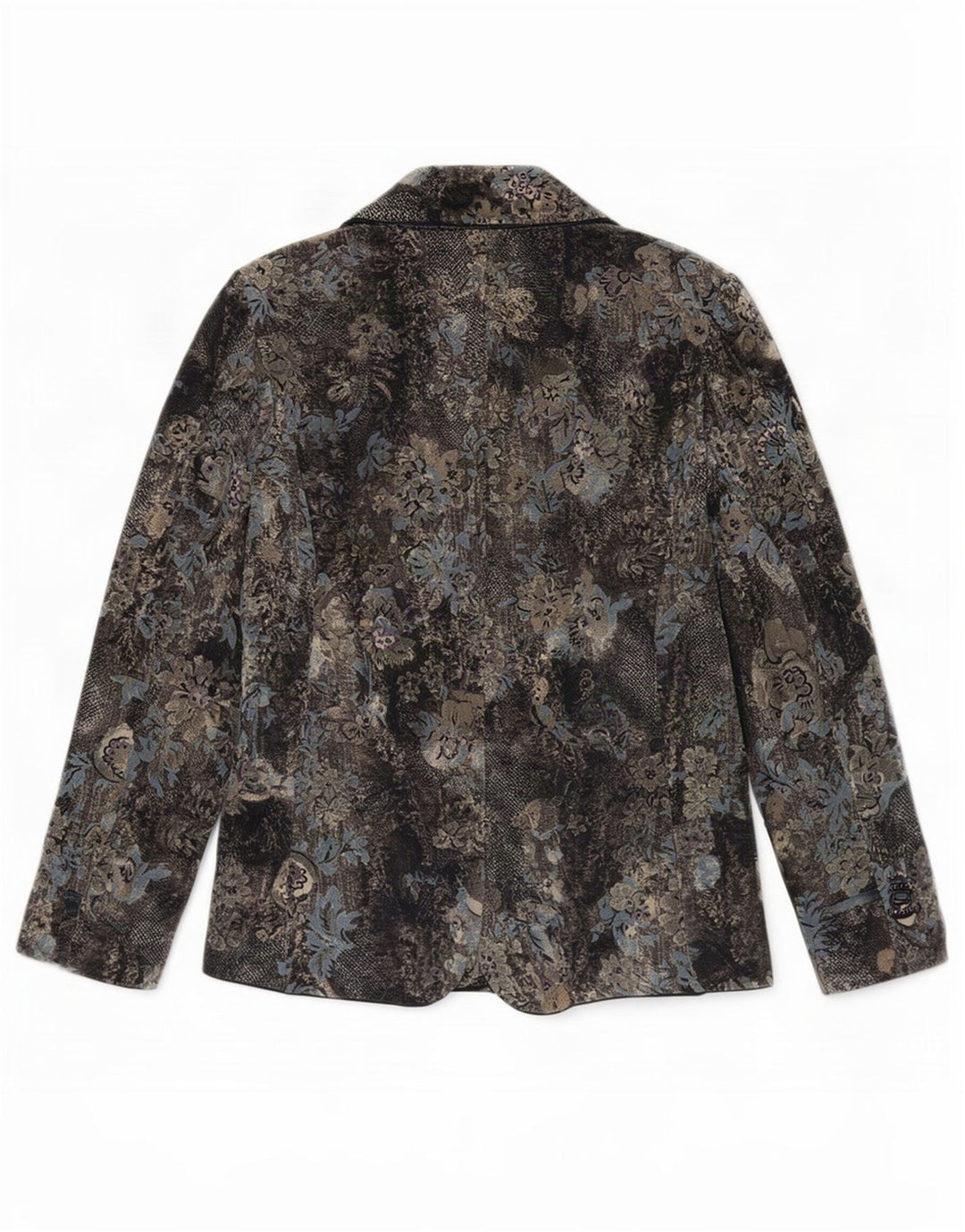 vintage Femme 2 Bouton Blazer Veste UK 16 Grand Bleu Marine Coton Floral