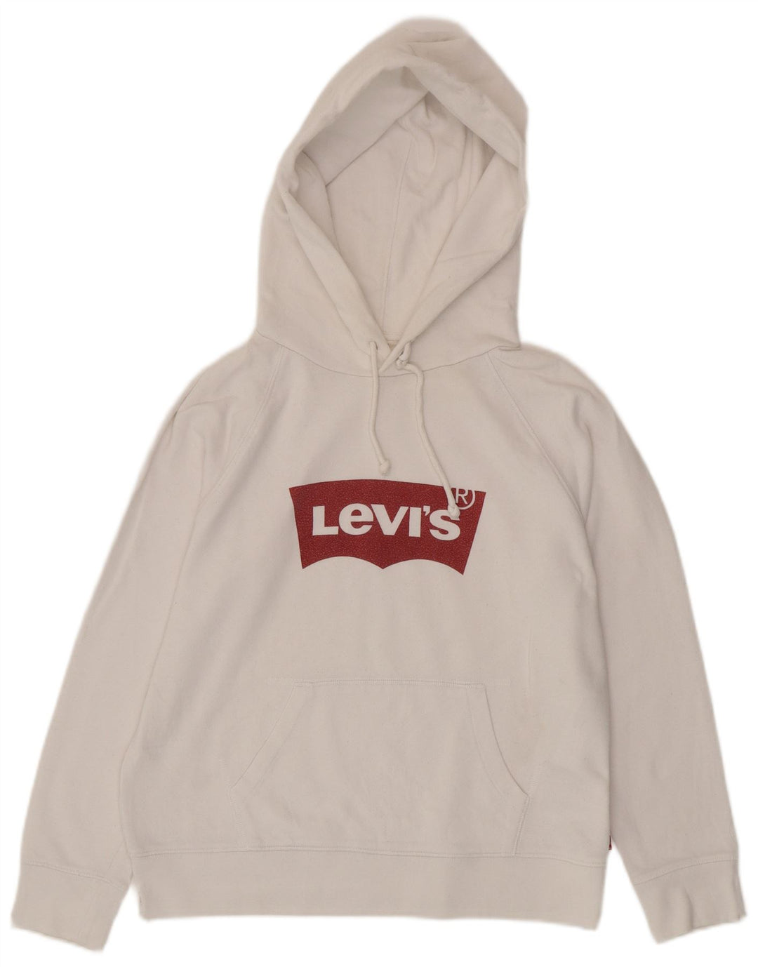 LEVI'S Pull à capuche graphique pour femme UK 14 en coton blanc moyen