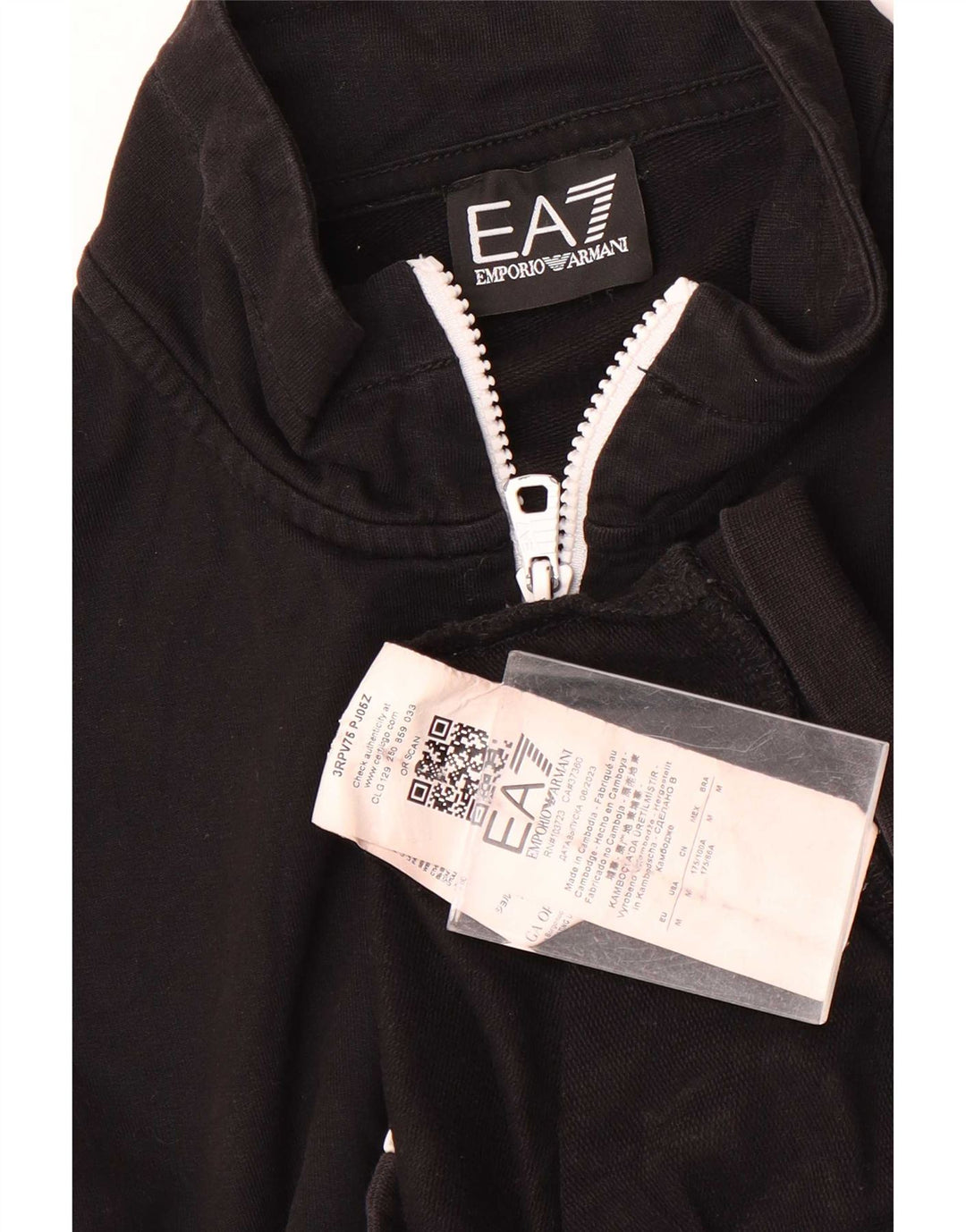 Emporio Armani Veste de survêtement graphique pour homme en coton noir moyen