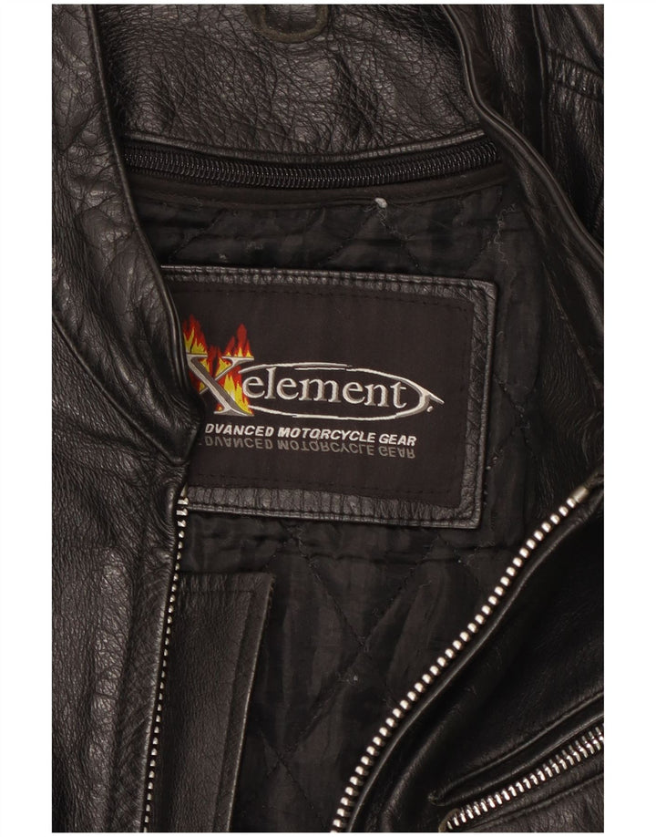 Xelement Veste de motard en cuir pour homme UK 40 Grand cuir noir