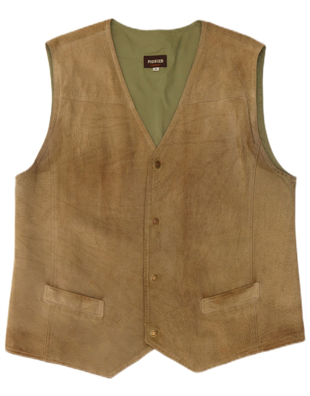 Pionier Gilet En Daim Homme Kaki Moyen
