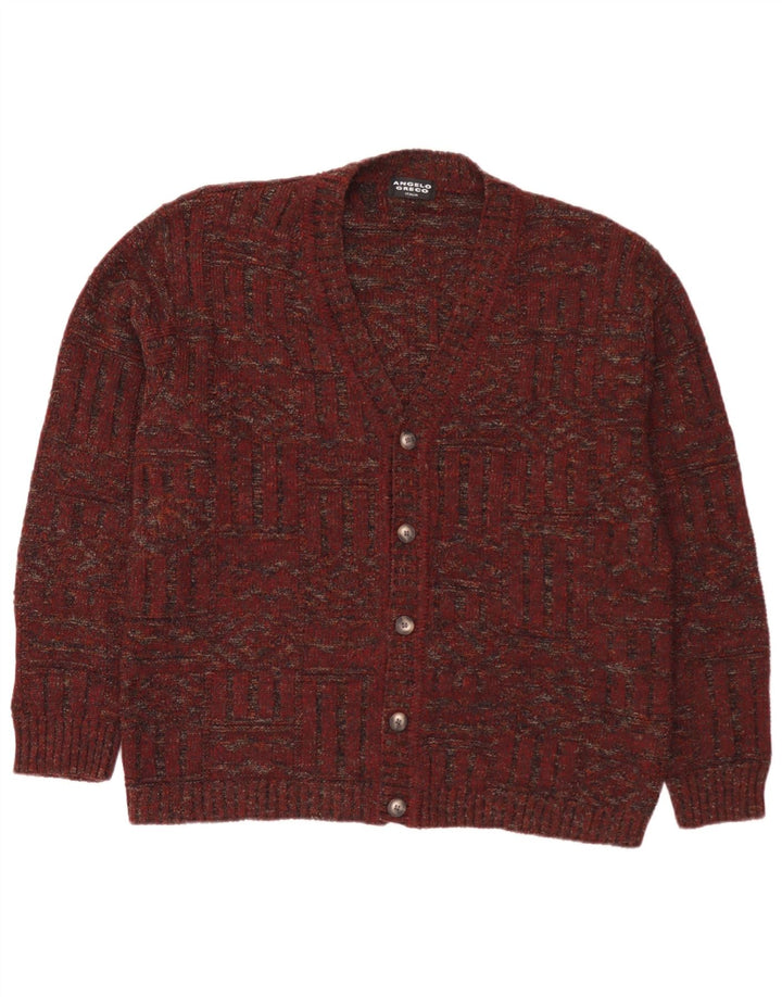 Angelo Greco Cardigan pour homme en laine mouchetée bordeaux