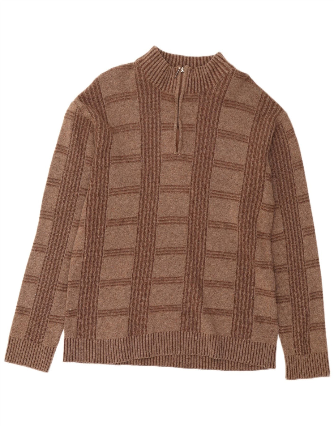 Douglas Pull à col zippé pour homme Large Marron Géométrique