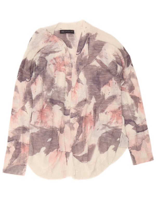 Marks & Spencer Pull cardigan à motif abstrait pour femme UK 14 Rose moyen