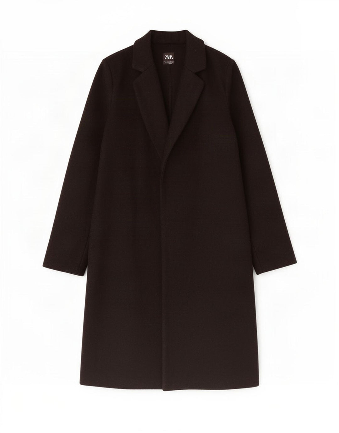 Zara Womens Open Overcoat UK 10 Small Noir Polyester
