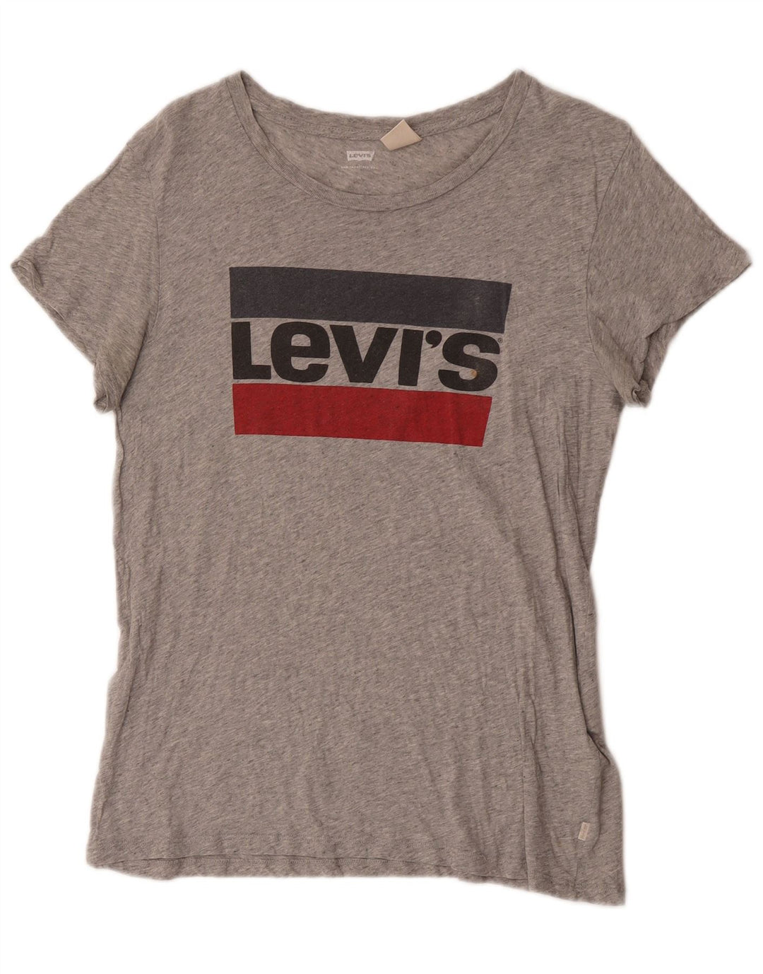 Levi's T-Shirt Graphique Femme UK 12 Gris Moyen Moucheté Coton