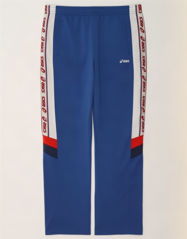 Pantalon de survêtement graphique pour hommes Asics Large Polyester color block bleu