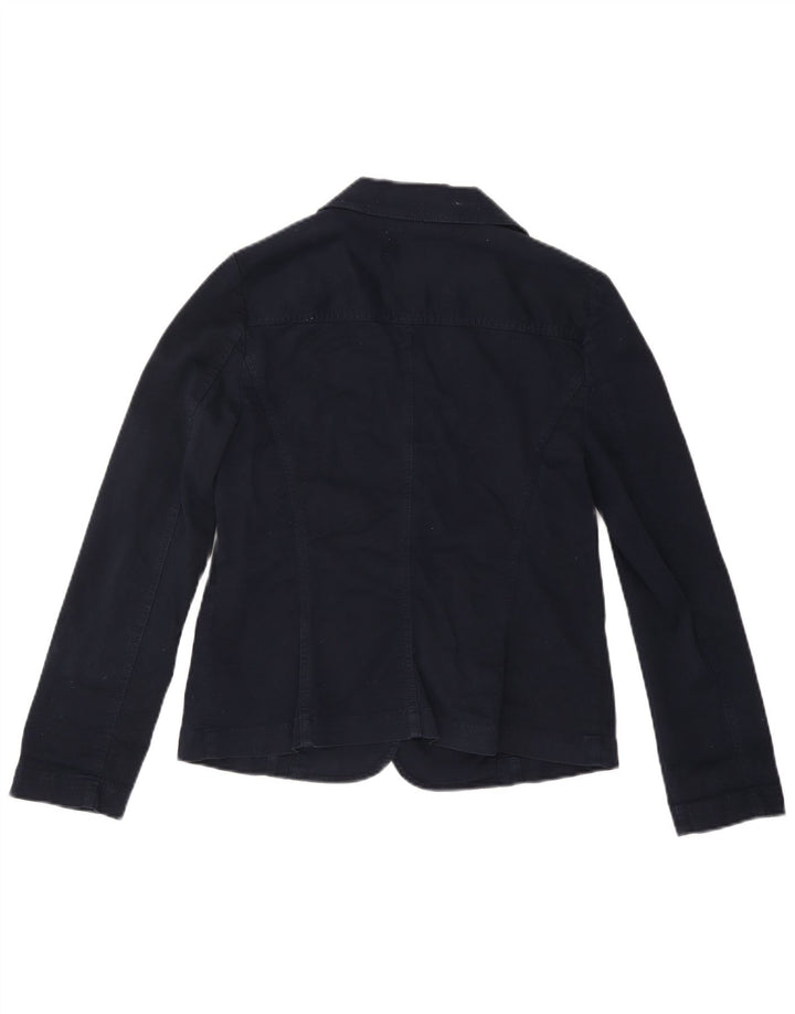 LAURA ASHLEY Veste blazer à 2 boutons pour femme UK 12 Bleu marine moyen en coton