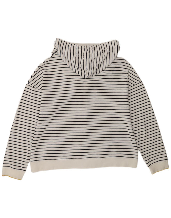 Joules Pull à capuche zippé pour femme UK 14 Grand coton rayé blanc