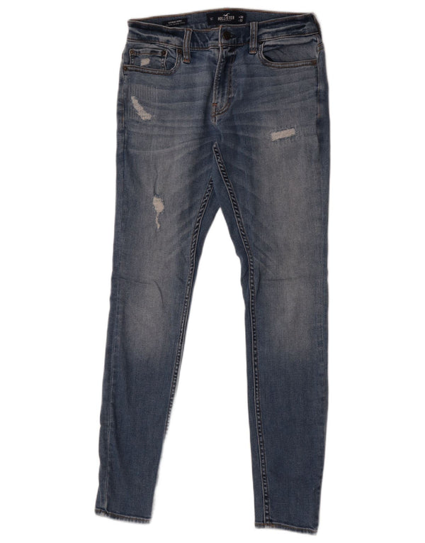Hollister Womens Distressed Skinny Jeans W30 L32 Blue Cotton
