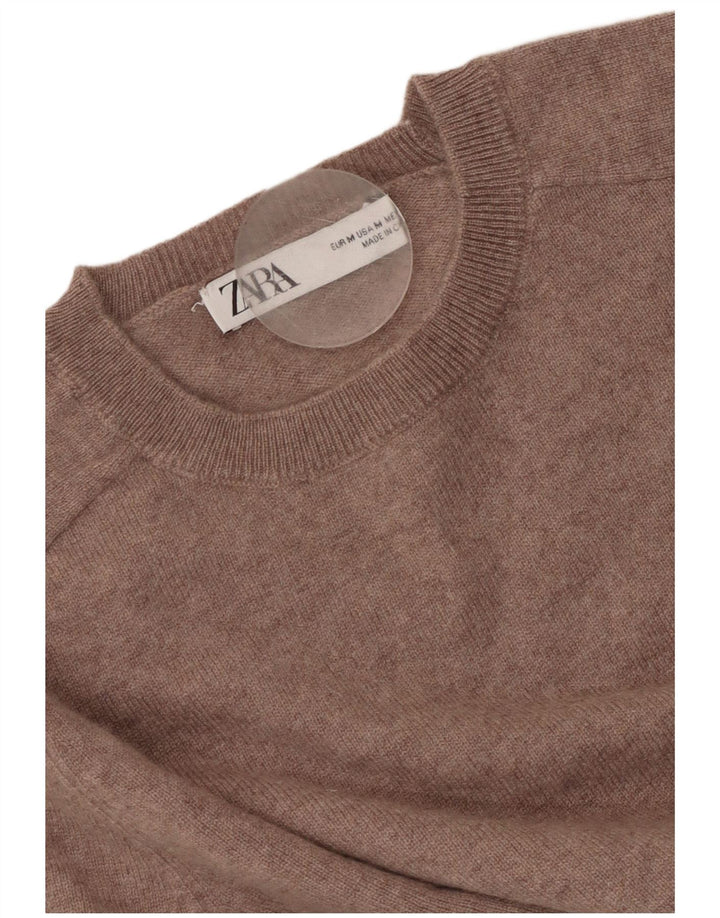 ZARA Pull à col rond pour femme UK 12 Marron moyen