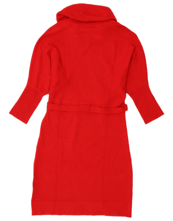 Karen Millen Robe pull pour femme UK 12 Laine rouge moyen
