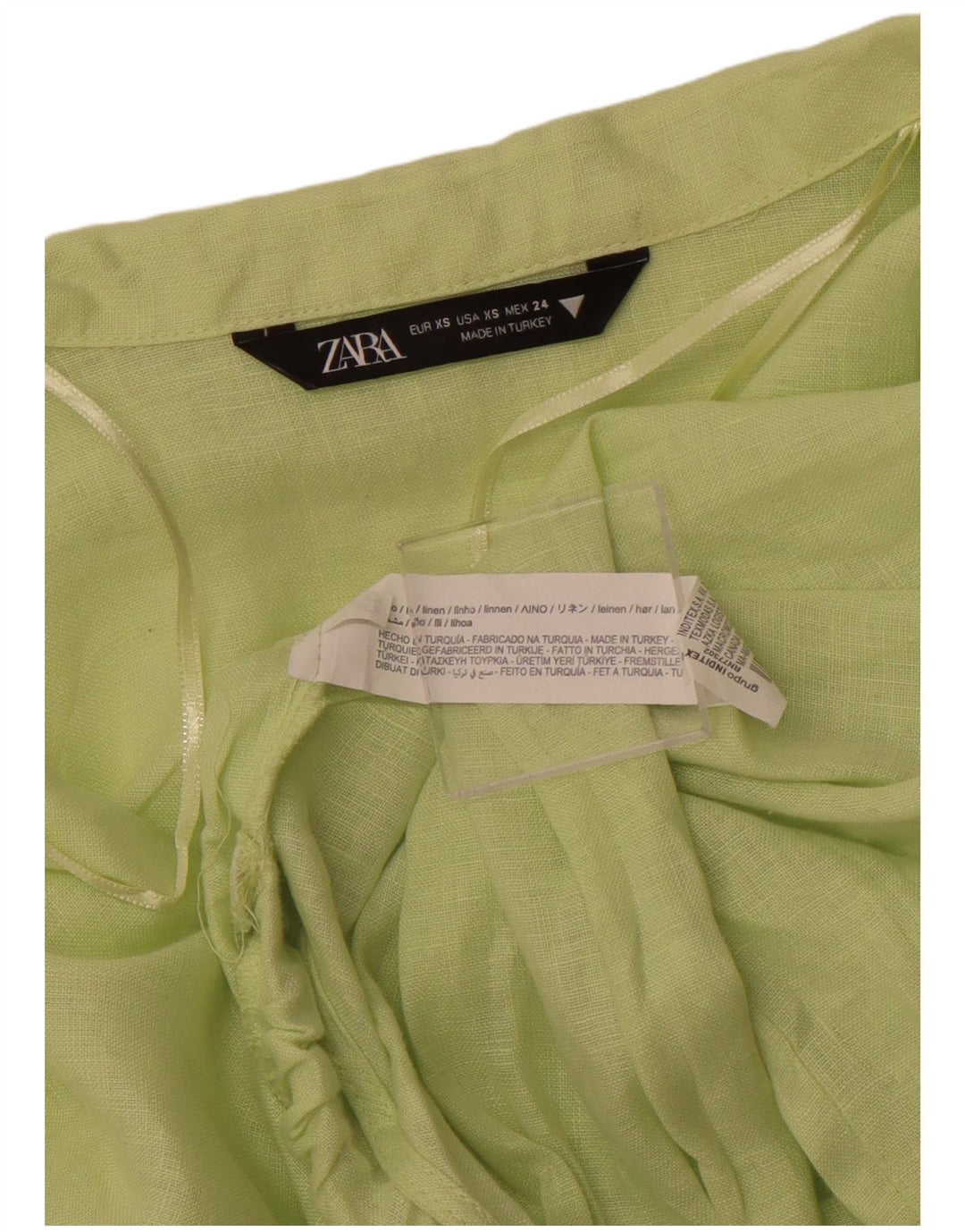 ZARA Femme Crop Cardigan Top UK 6 XS Vert Lin