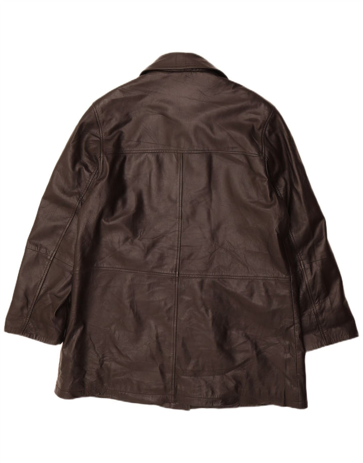 manteau en cuir femme vintage IT 46 Grand cuir noir