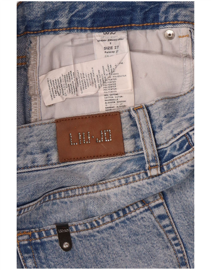Liu Jo Jean court effet vieilli W27 L27 en coton bleu pour femme