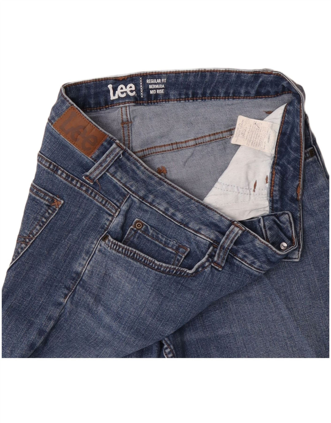 LEE Bermuda en jean taille moyenne pour femme, coupe régulière, W32, grand bleu