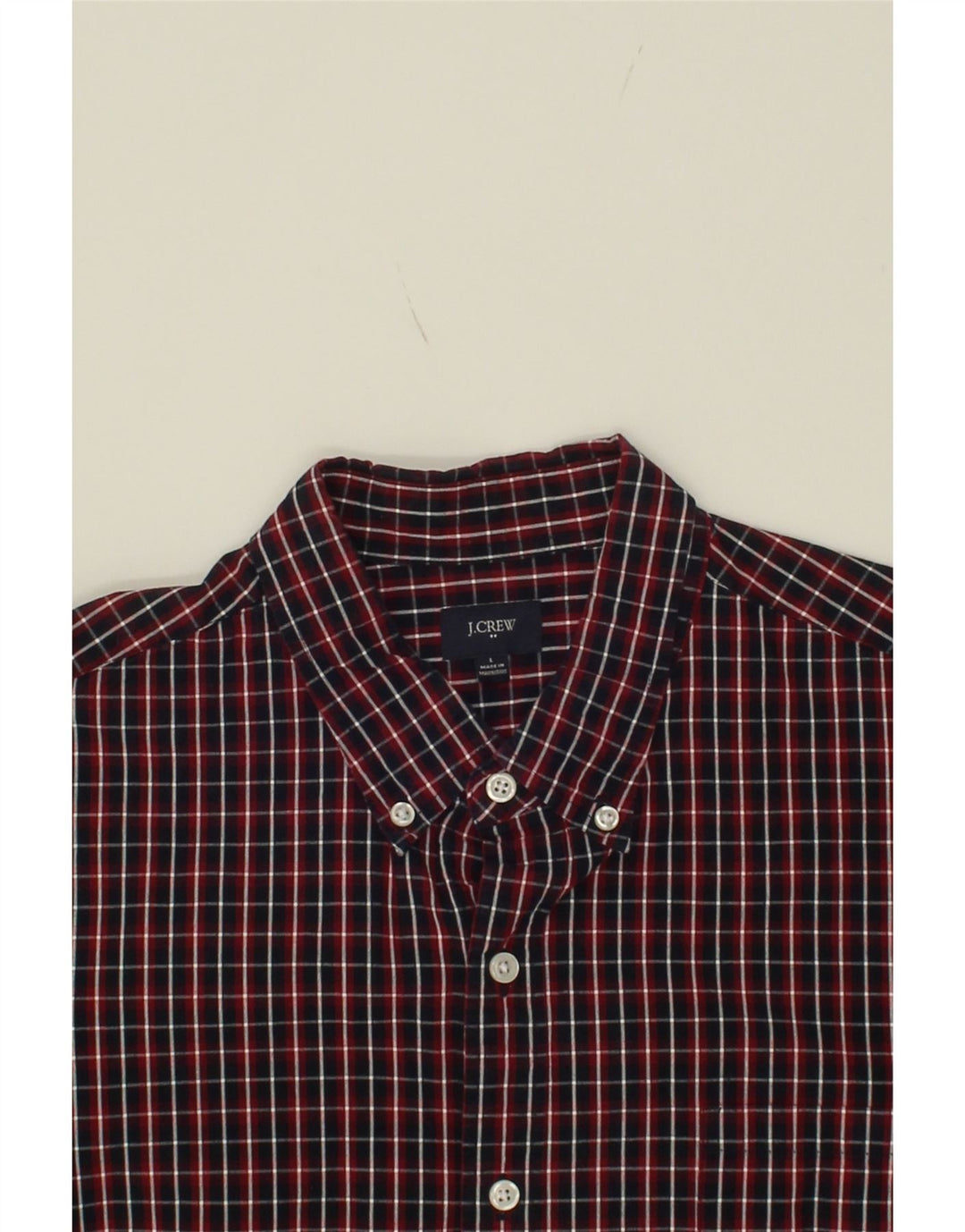 J. CREW Mens Shirt Large Burgundy Check Cotton Vintage J. Crew and Second-Hand J. Crew from Messina Hembry 