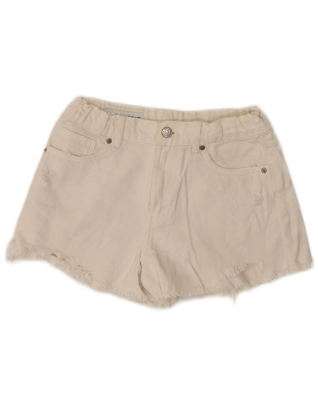 ZARA Short en jean vieilli pour fille 13-14 ans W26 Blanc cassé
