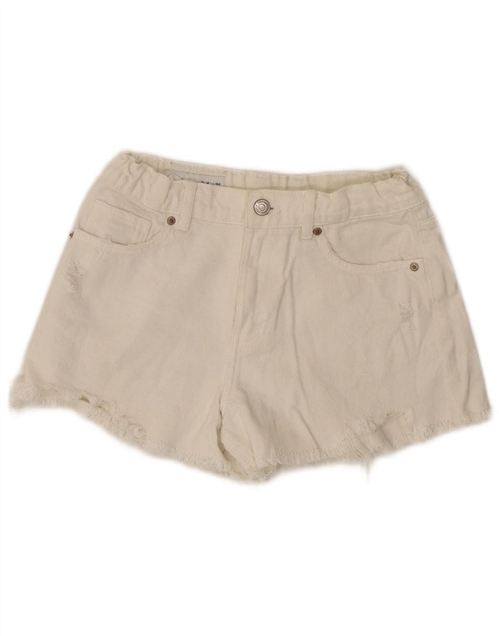 ZARA Short en jean vieilli pour fille 13-14 ans W26 Blanc cassé