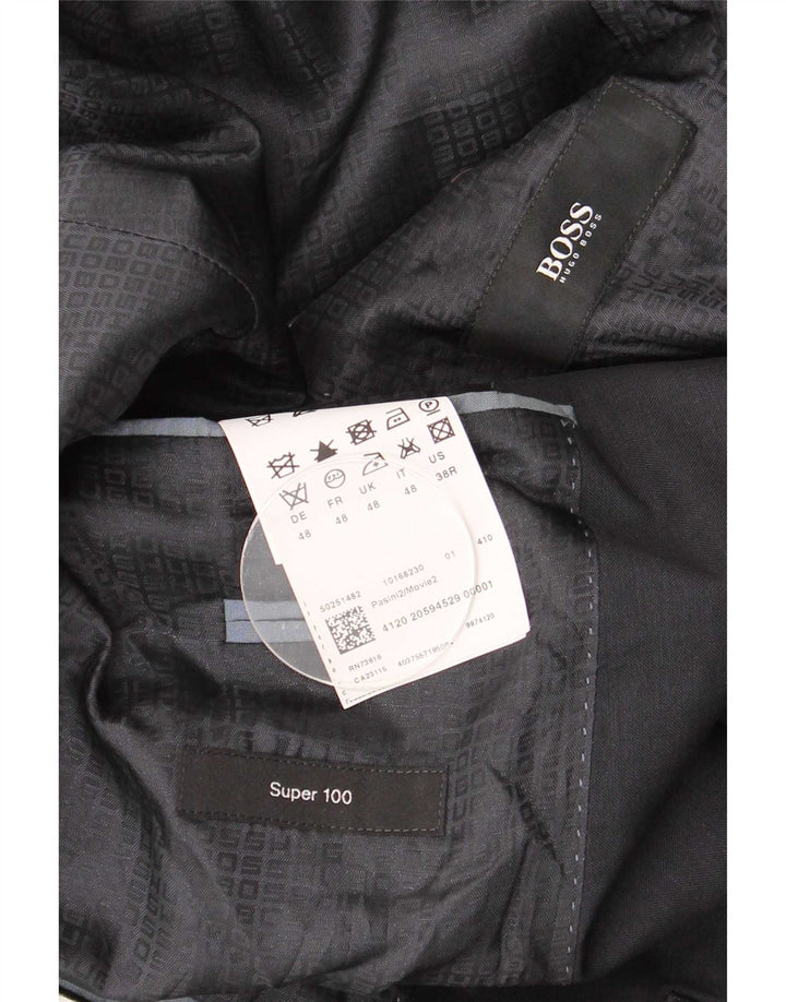 Hugo Boss Veste blazer à 2 boutons pour homme EU 48 Bleu marine moyen Laine vierge