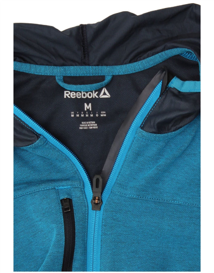 Reebok Pull à Capuche 1/4 Zip Homme Bleu Moyen Polyester