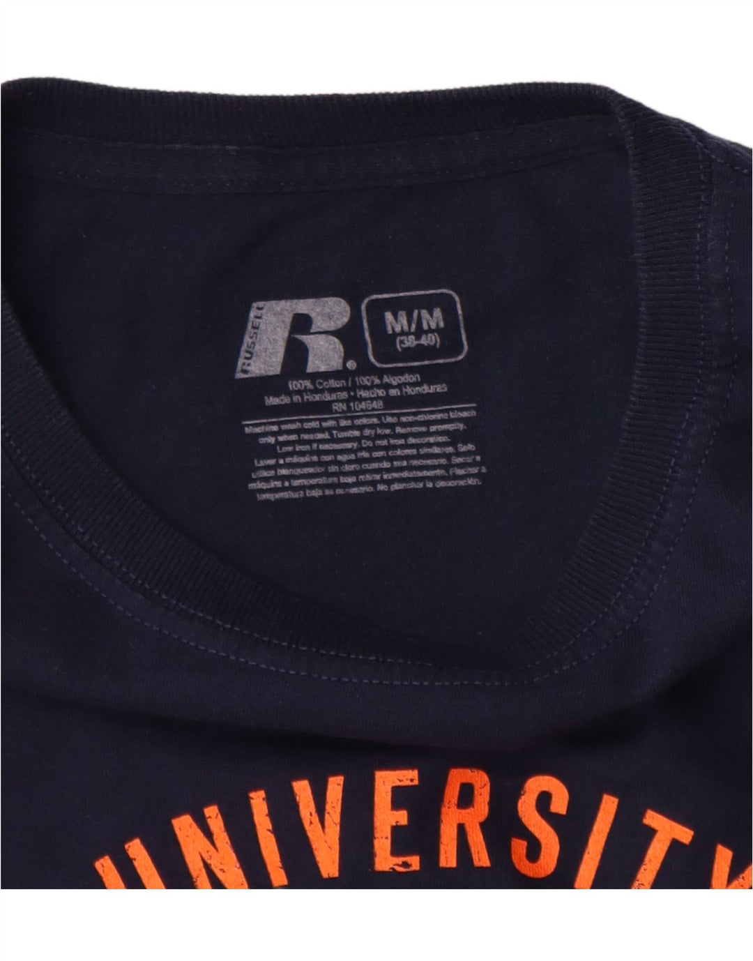 RUSSELL ATHLETIC Haut graphique à manches longues pour hommes UK 38/40 Bleu marine moyen