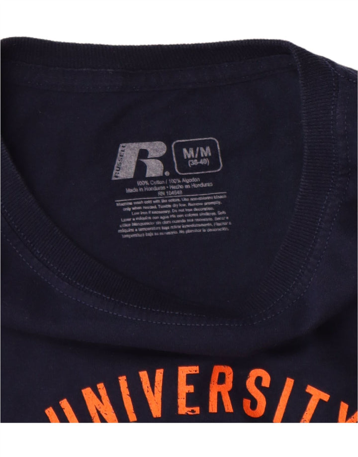 RUSSELL ATHLETIC Haut graphique à manches longues pour hommes UK 38/40 Bleu marine moyen