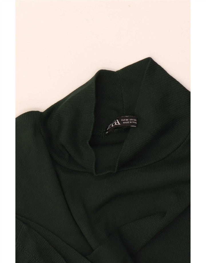 Zara Femme T-Shirt Top UK 12 Vert Moyen