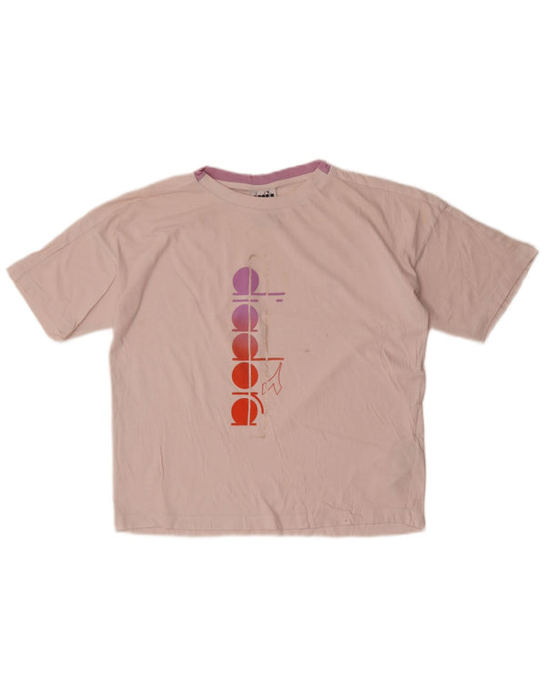 Diadora T-shirt graphique pour femme UK 20 2XL Rose Coton