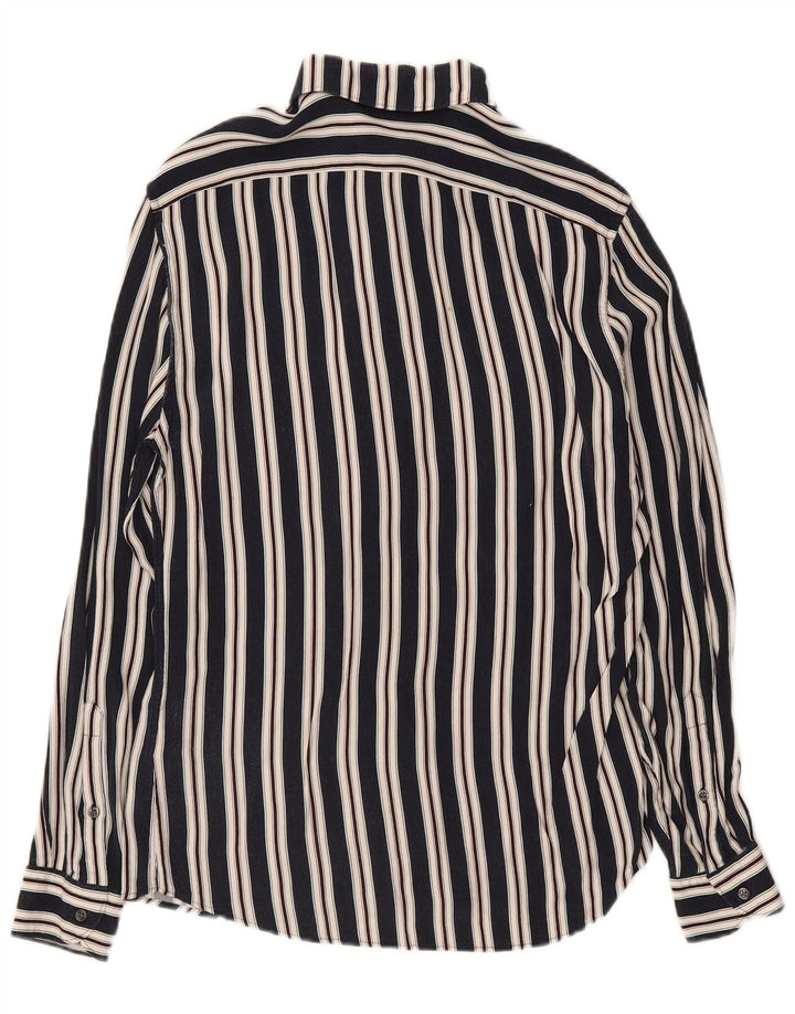 Reiss Chemise Homme Rayé Bleu Marine Moyen En Viscose