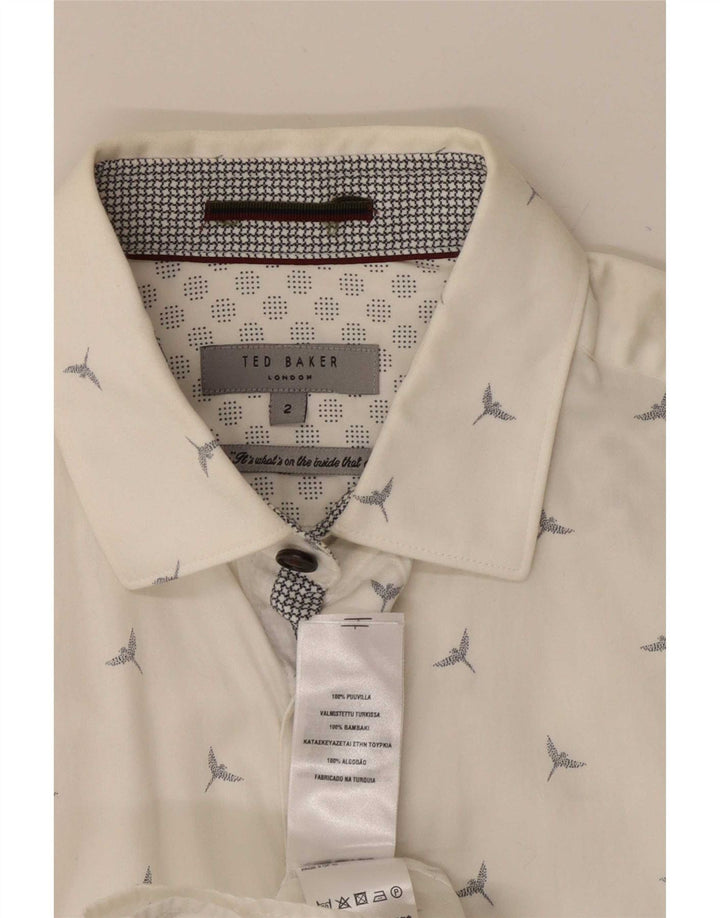Ted Baker Chemise à motif abstrait pour homme Taille 2 Petit coton blanc