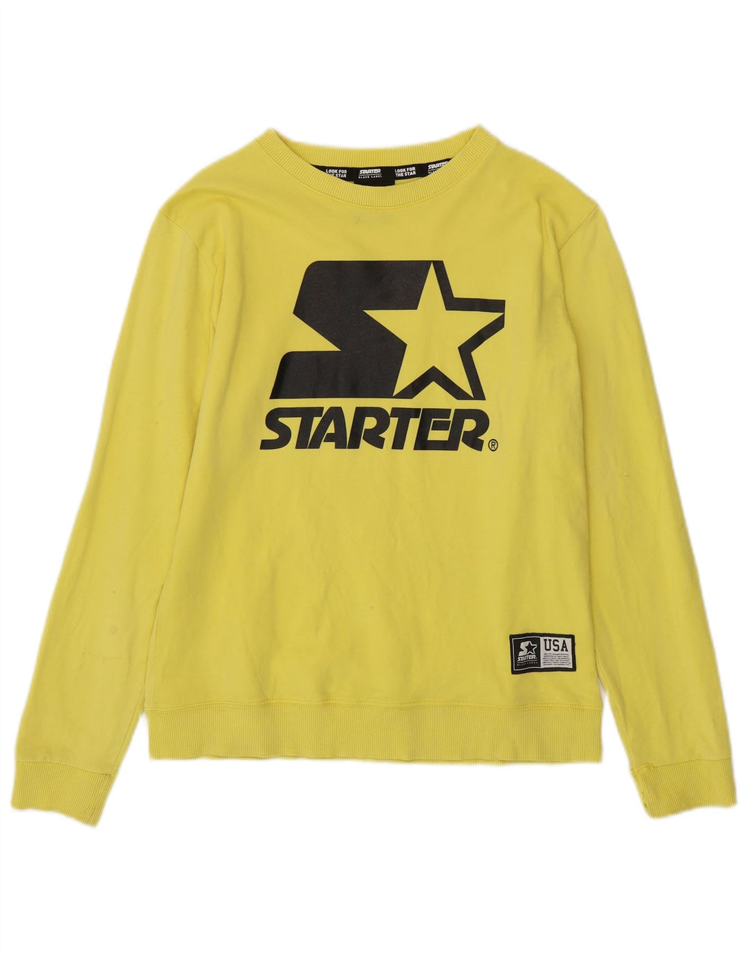 STARTER Sweat-shirt graphique pour femme UK 8 petit coton jaune