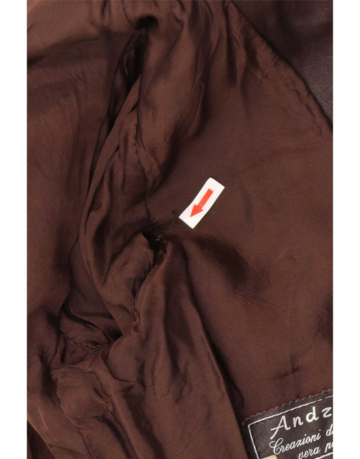 veste en cuir bomber homme vintage IT 48 cuir marron moyen